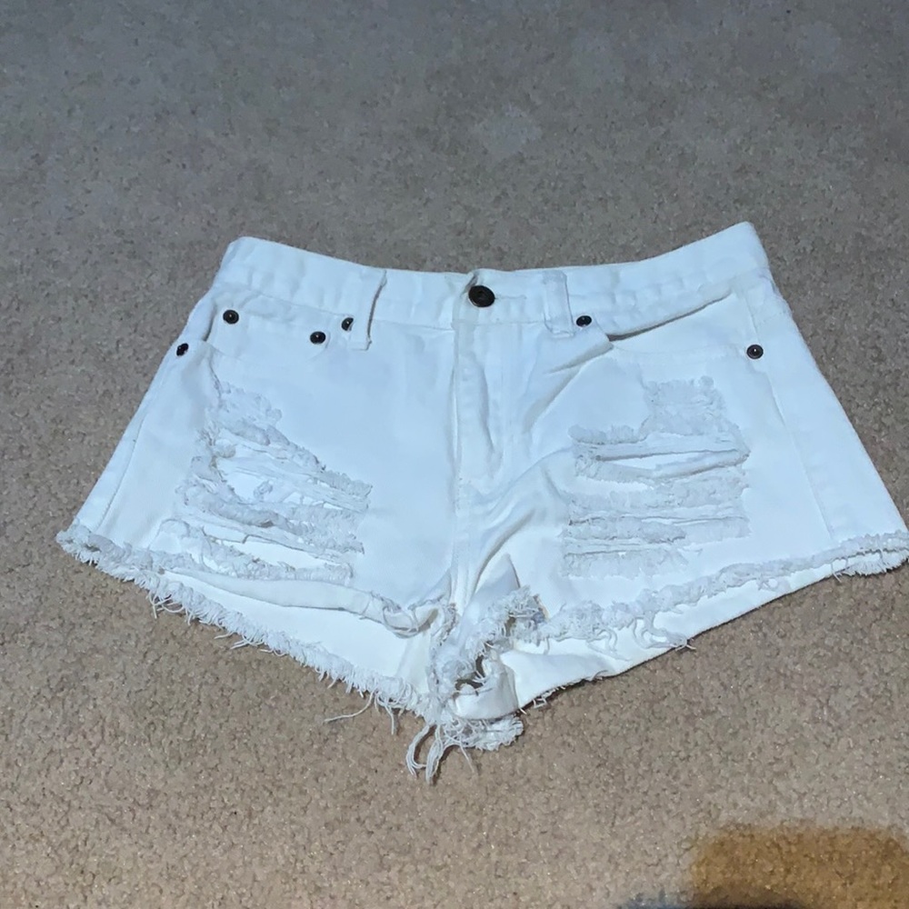 White High-Waisted Jean Shorts